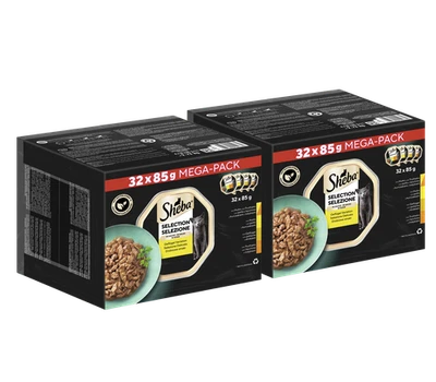 64x85g Sheba Selection Katzenfutter Nassfutter Schale Geflügel Variation Sauce