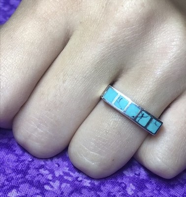 Size 6.75 Sterling Silver Turquoise Ring With makers Mark, CW Charles Winston