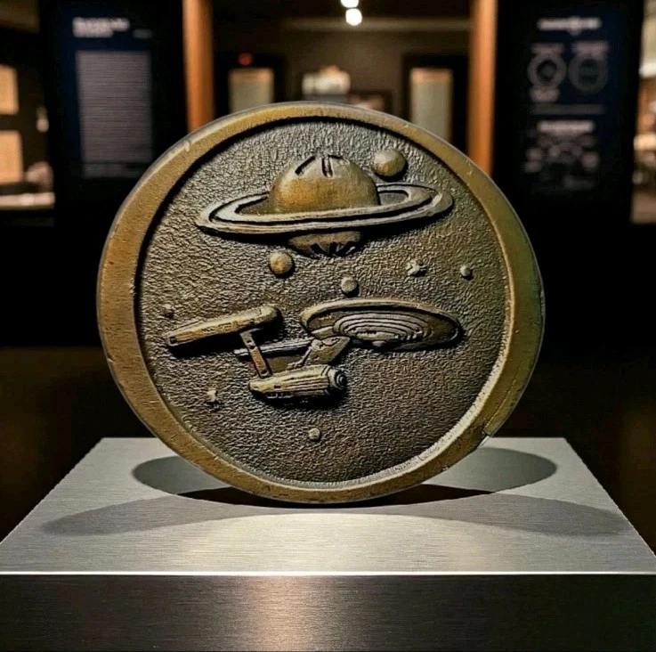 STAR TREK U.S.S. VINTAGE AÑOS 70 ENTERPRISE Hebilla de Cinturón de Latón NCC-1701 TOS Retro Foto 2 de 4