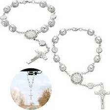Car Rosary 2 Pcs Rearview Mirror Auto Rosary Hanging Personalize Color: Silver