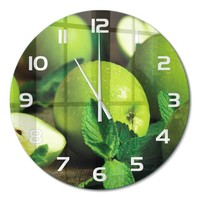 Runde Wanduhr Glas-Wanduhr Aus GehäRtetem Glas GrüNe ÄPfel WeißE Zeiger Fi60 Cm