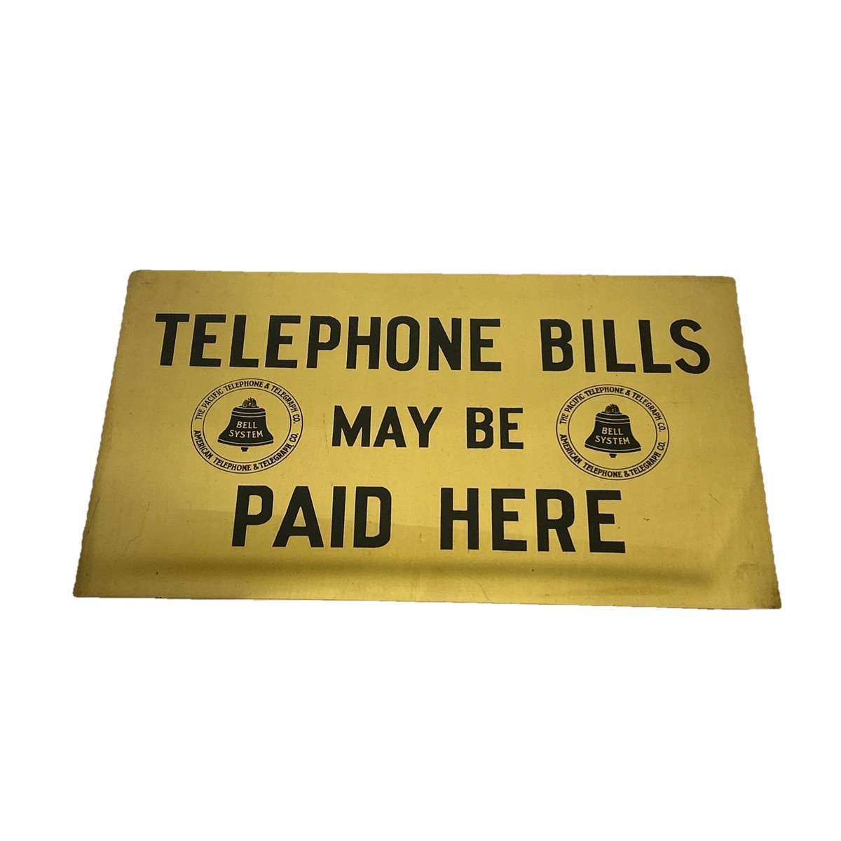 邦楽 The believable media is around us BRASS METAL Bell System Logo Bill Pay Sign AT&T Pacific