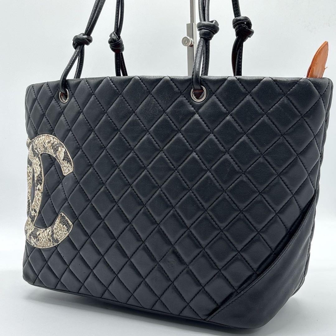 Chanel Cambon Line Tote Bag with Coco Mark in Black and Beige
