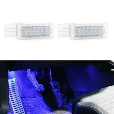 2x Blue Light LED Footwell Light Lamp For VW Skoda Golf 5 6 Superb Yeti 5L