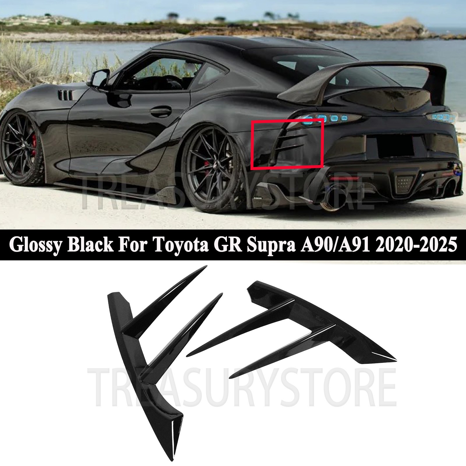 For Toyota GR Supra A90/A91 2020-2025 Rear Left & Right Spoiler Canards Splitter