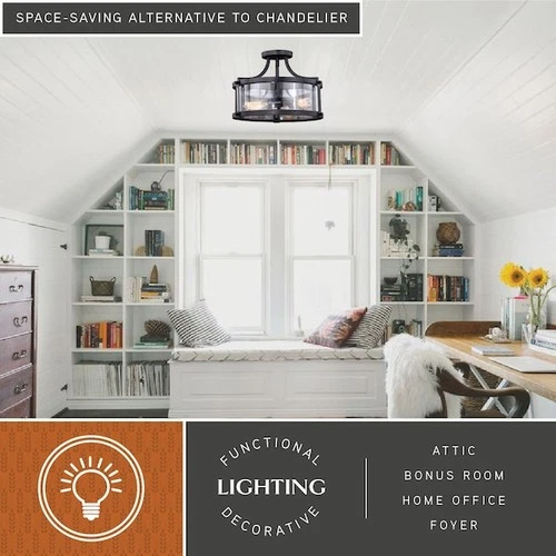 VAXCEL C0175 Holbrook 15.75-in W Bronze Bulb Semi Flush Mount Ceiling Light - Picture 5 of 9