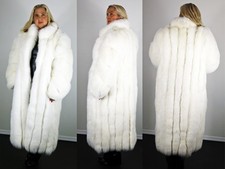 Brand New Arctic White Fox Fur Coat Size Large 10 12 L