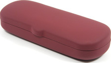Hard Clam Shell Eyeglasses Case Matte Red Protective Glasses w/ Cleaning Cloth