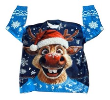 Adult Unisex Reindeer Ugly Christmas Sweater Holiday Pullover Size XXL Excellent
