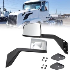 LEAVAN Chrome Hood Mirror Pair Side Assembly Driver (Left Side) and 