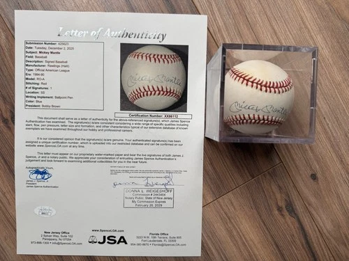 Mickey Mantle Autographed Baseball With JSA LOA