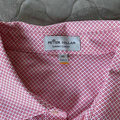 Peter Millar Shirt Mens XL Pink Summer Comfort Tazza Foulard Stretch Jersey Polo - Picture 3 of 13
