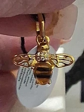 PANDORA AUTHENTIC BRAND 14KT GOLD PLATED MURANO GLASS BUMBLE BEE PENDANT&CHARM