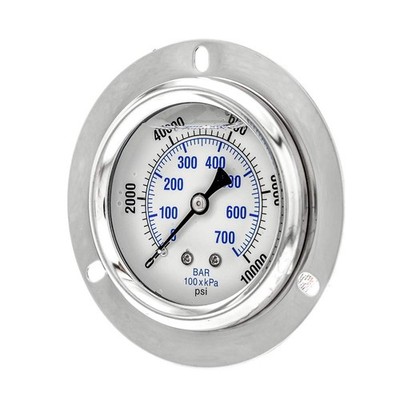 PRO-204L-254U Panel Mount Flanged Glycerin Pressure Gauge 2.5 In 0/10000 psi