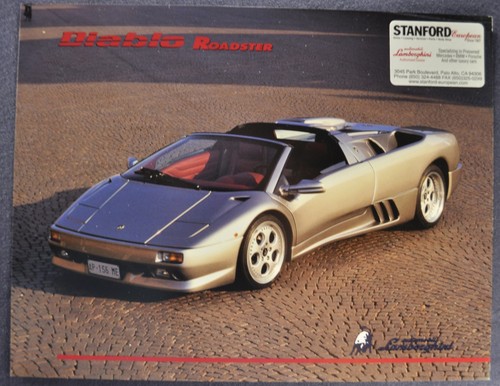 1995-1996 Lamborghini Diablo Roadster Sales Brochure Sheet Excellent Original