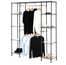 Adjustable Expandable Metal Hanging Closet Storage Organizer Rack with Shelves