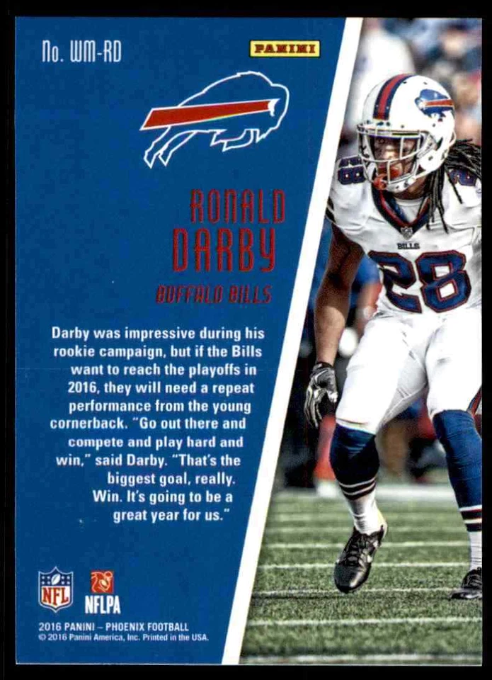 2016 PHOENIX WATCHMEN RONALD DARBY BUFFALO BILLS #WM-RD INSERT - Image 2 of 2