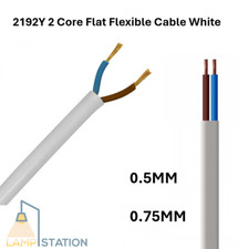 2192Y 2 Core 0.5MM 0.75MM Flat Flexible 3A 6A Lighting Electrical Cable WHITE