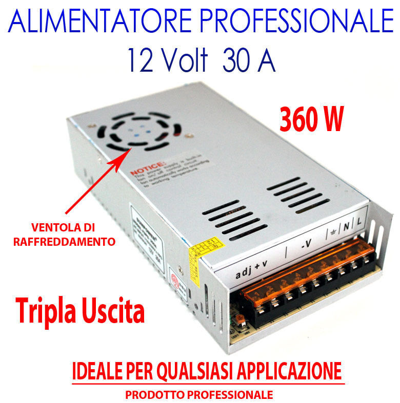 ALIMENTATORE TRASFORMATORE STABILIZZATO SWITCH TRIMMER 220V 12V