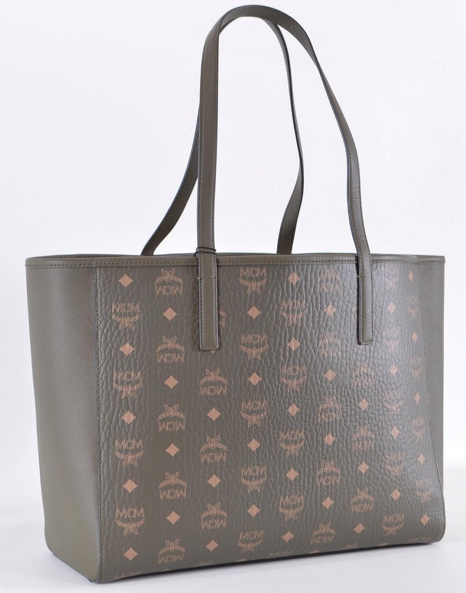 New MCM $695 Sea Turtle Green Canvas Leather Visetos PORTUNA