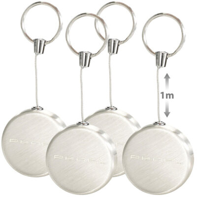 infactory 4er-Set Schlüsselanhänger Key-Rewinder Deluxe aus Edelstahl