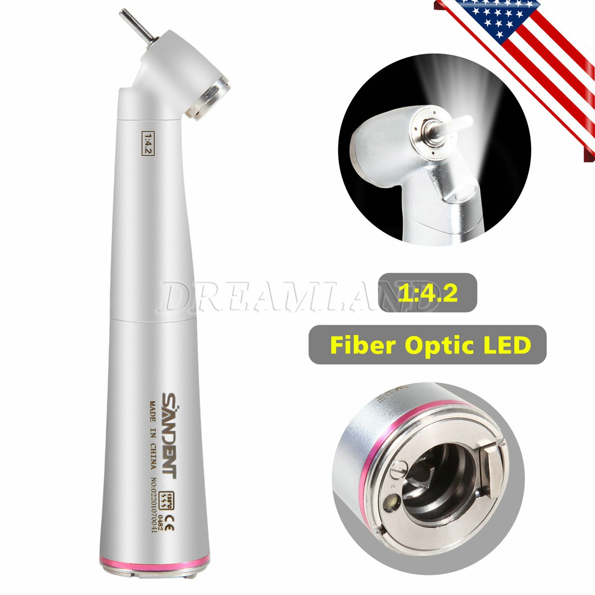 Contre-Angle Dentaire LED 1:5 - Compatible NSK Ti-MAX X95L / KAVO - Vitesse 200 000 Tr/min - Neuf De Chine