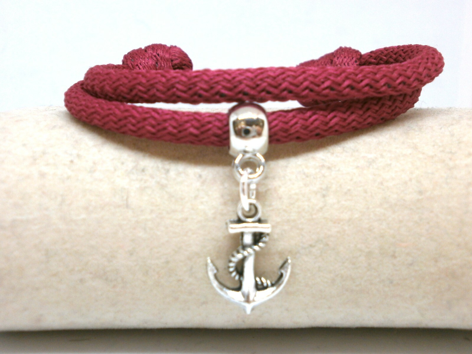 Adjustable Elastic Fuchsia Anchor Bracelet with Wide Cord-image