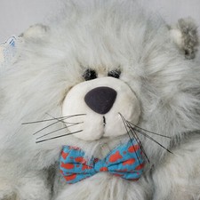 Vintage Dakin Cat Plush Fish Bowtie Fun Farm Kitten Stuffed Animal Fluffy Tags