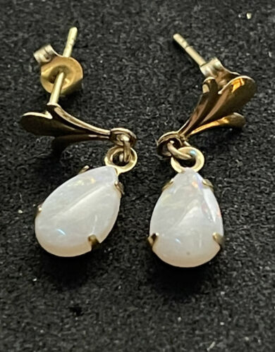 Vintage 14k Solid Yellow Gold  Gemstone Earrings S