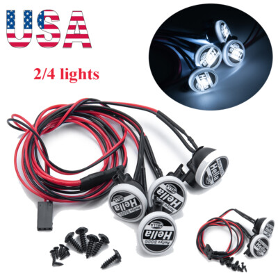 Rc Car Crawler Roof 2/4 Led Lights Round For 1:10 Axial Scx10 D90 Trx-4