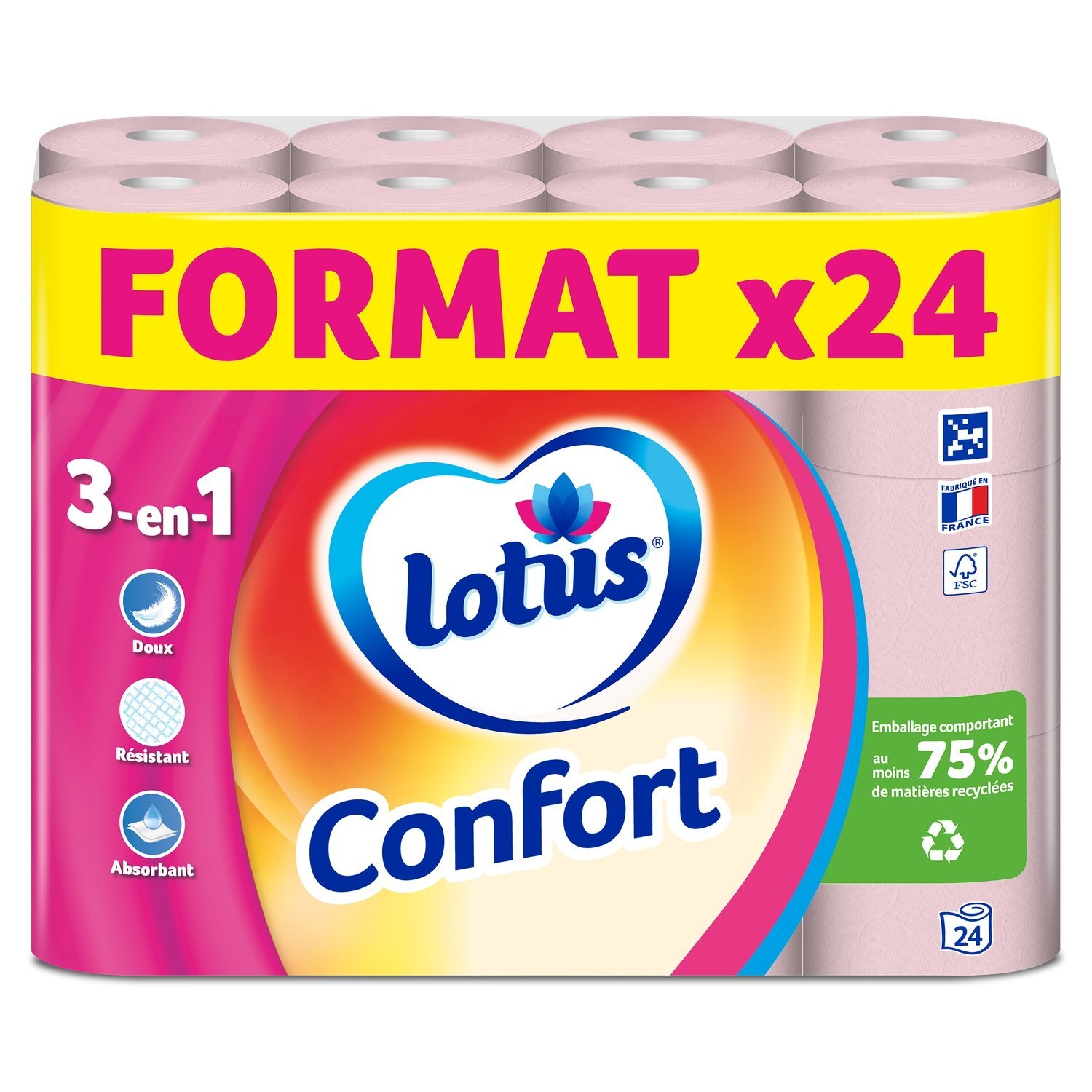 Papier toilette Lotus Confort extrait de Lotus 24 rouleaux extra doux