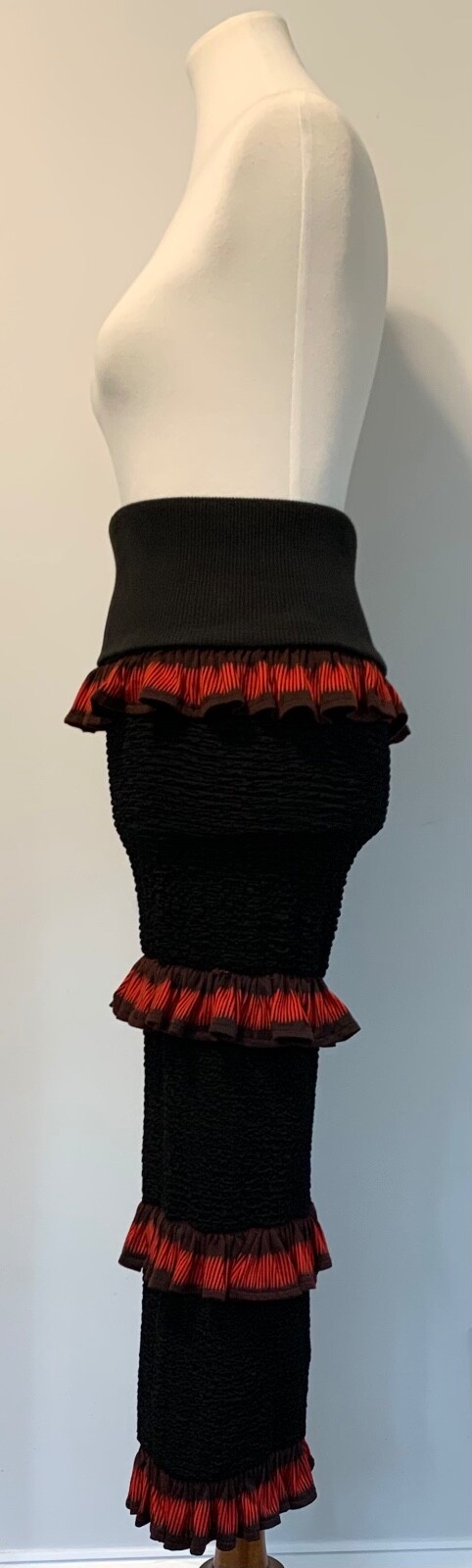 BodyMap 1980’s Body Con Black & Red Ruffle Skirt image 3