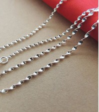 1P 16-30" Wholesale Jewelry 925 Silver Plated Double Water Wave Chain Necklaces