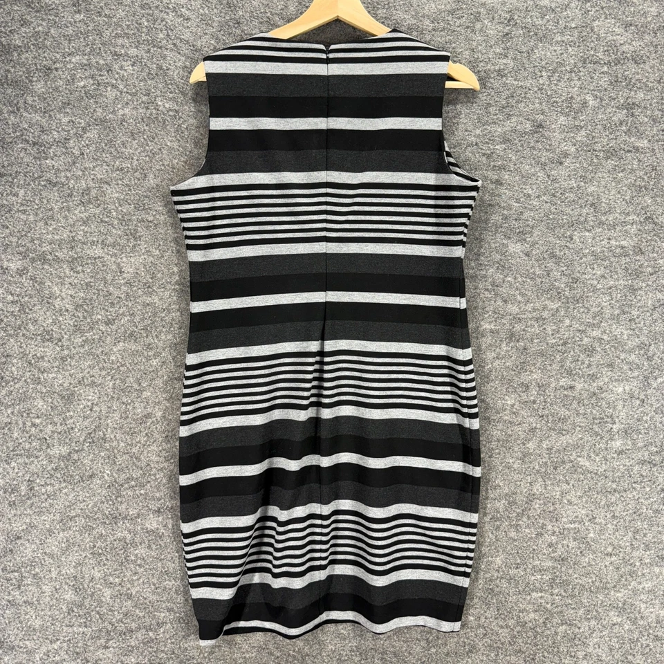 Vestido Calvin Klein Mujer 12 Negro Rayas Funda Midi Cremallera Cuello Redondo Rayón Foto 2 de 4