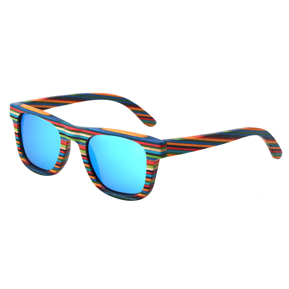 Unisex Handmade Skateboard Wood Polarized Sunglasses Wood Fr