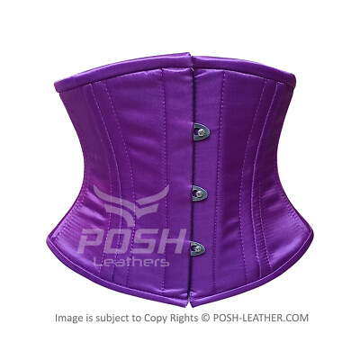 Women' Purple Satin Corset Steel Boned Waist Cincher Victorian