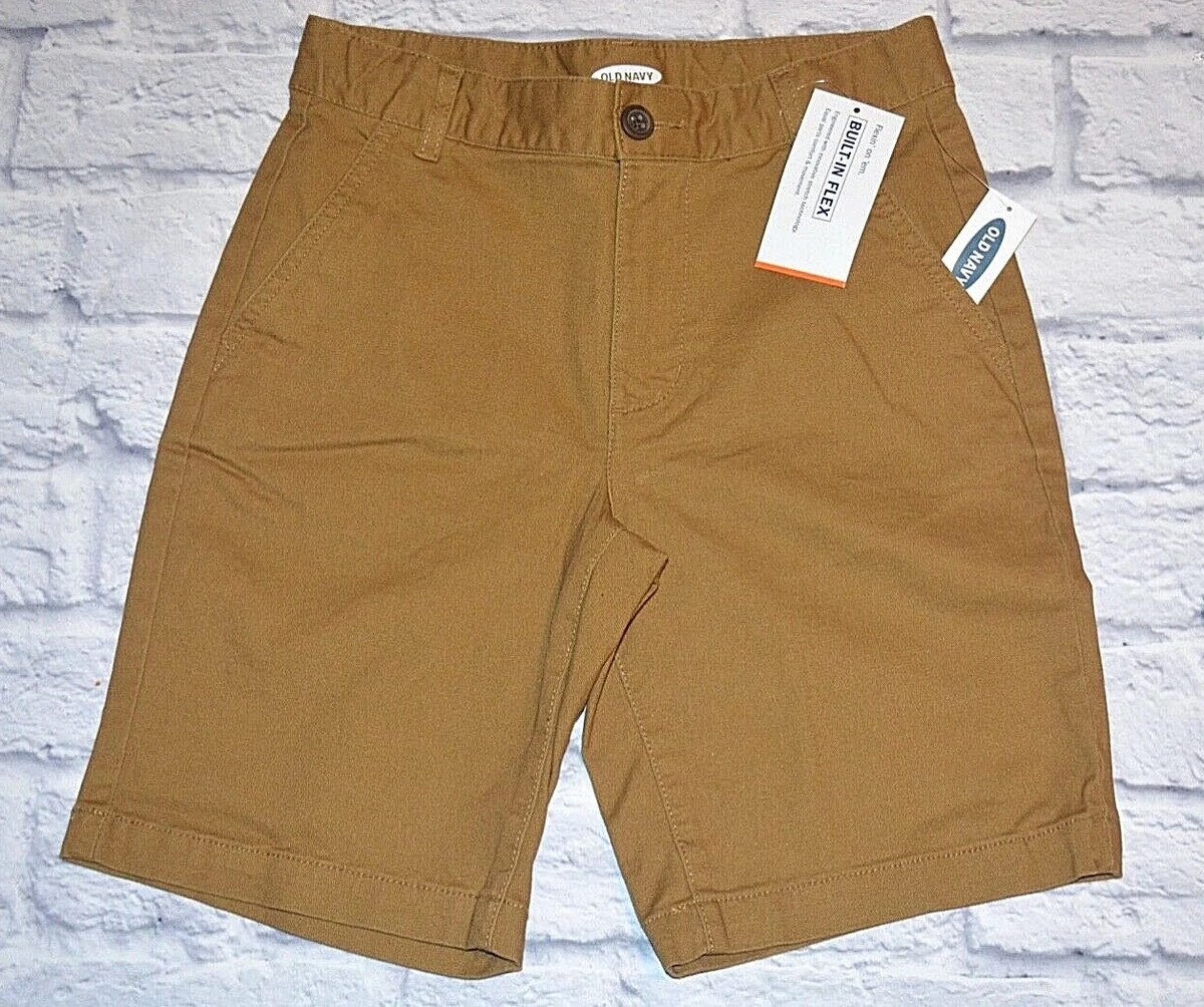 OLD NAVY BUILT IN FLEX KHAKI BROWN BIG BOYS TWILL DRESS STRAIGHT SHORTS  SIZE 7