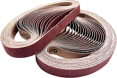 1/2" X 18" Aluminum Oxide Sanding Belts - 36 Grit, 20 Pack, For Air File Sanders, Metal Grinding & Weld Removal