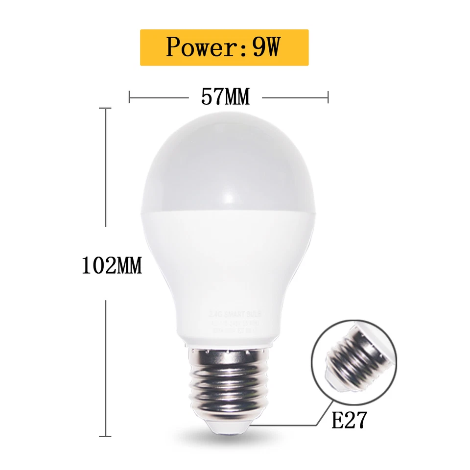 E27 9W Smart Led Light-Bulb Dimmable (Warm/Cool) Brightness with Remote-Control - Image 4 of 4