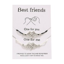 Best Friend Love Heart Friendship Promise Charm Card Wish You Me Bracelet Gift