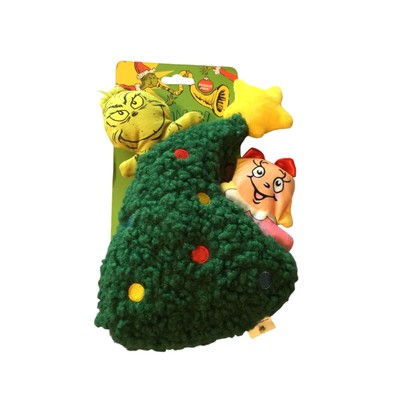 Dr Seuss How the Grinch Stole Christmas Grinch Cindy Lou Tree Plush Squeak Crink
