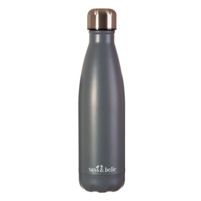 Sass & Belle Graphitgrau Edelstahl Trinkflasche 2in1 Warm Kalt Isoliert
