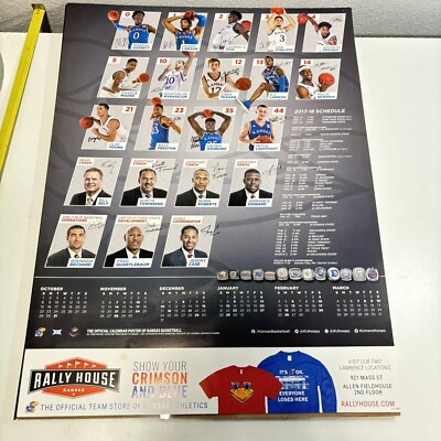 2017-2018 Kansas Jayhawks KU Basketball Poster Schedule