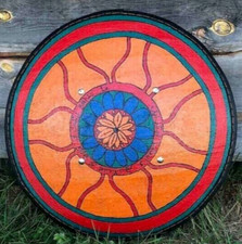 Medieval Warrior Shield Round Viking Cosplay Battle Design Shield Wooden 24"