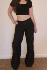 Vintage 90s Caffeine Wide Leg Rave Skater Pants Size 5 Black