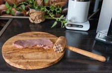 Wooden Meat Tenderizer Double Side Olive Wood Mallet Tool Pounder Rustic Hammer