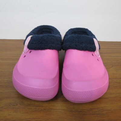 CROCS Pink Blitzen III Navy Lined Classic Clog Junior (Big Girl) Size J3 8 Yr+