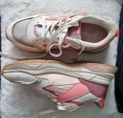 WOMEN'S TRAINERS Stradivarius White Pink Chunky platform Trainers UK 