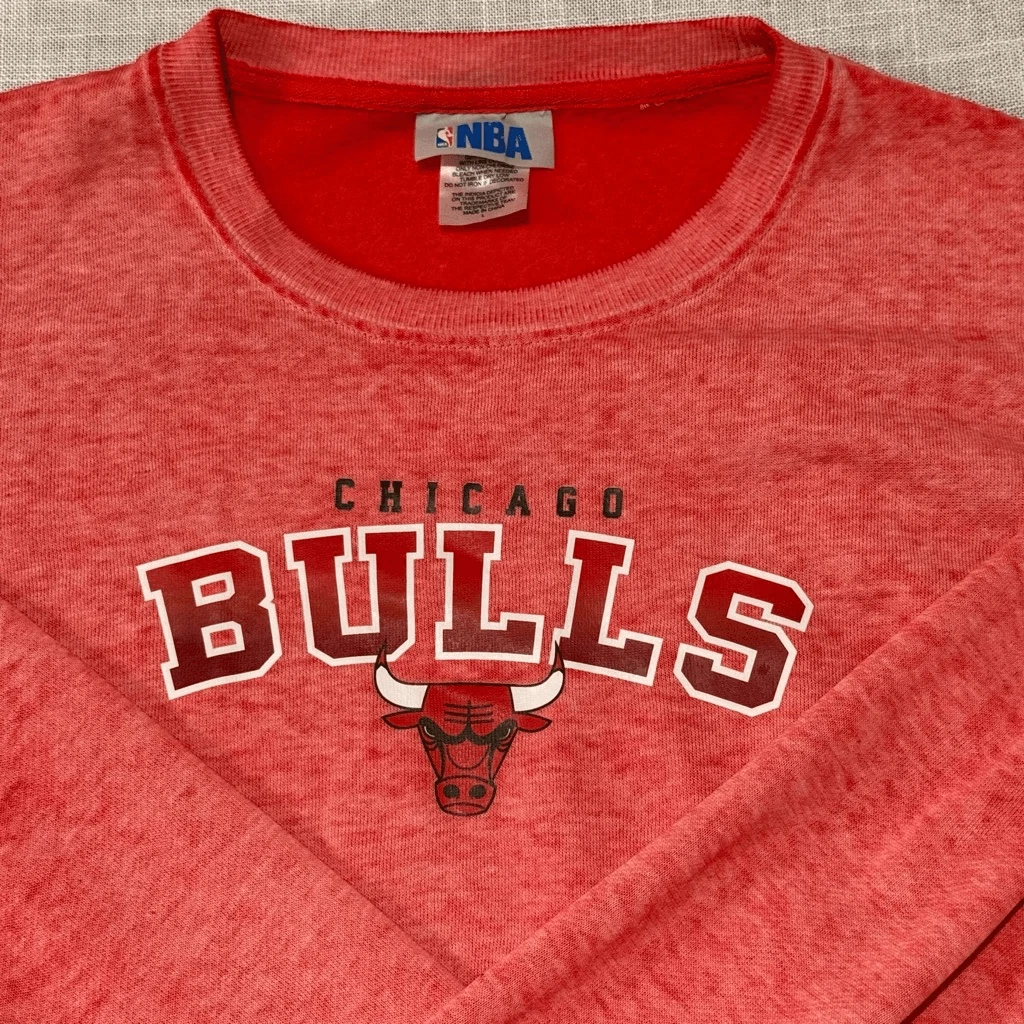 VETEMENTS Felpa Chicago Bulls donna grande rossa NBA burnout girocollo accogliente gioco giorno top