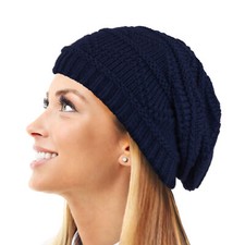 LADIES WOMENS SOFT WARM WINTER KNITTED SLOUCH OVERSIZE LONG FASHION BEANIE HAT